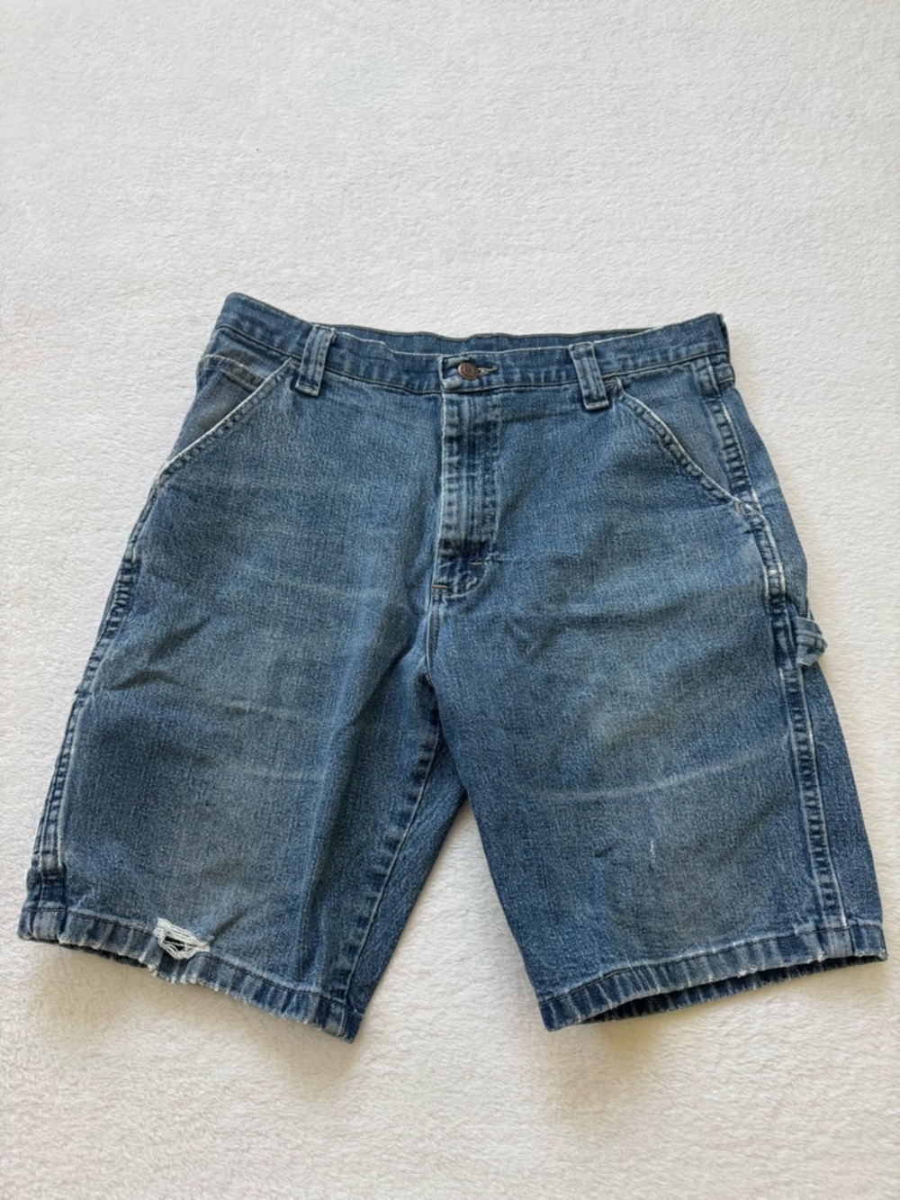 Wrangler Vintage Wash Blue Denim Carpenter Shorts